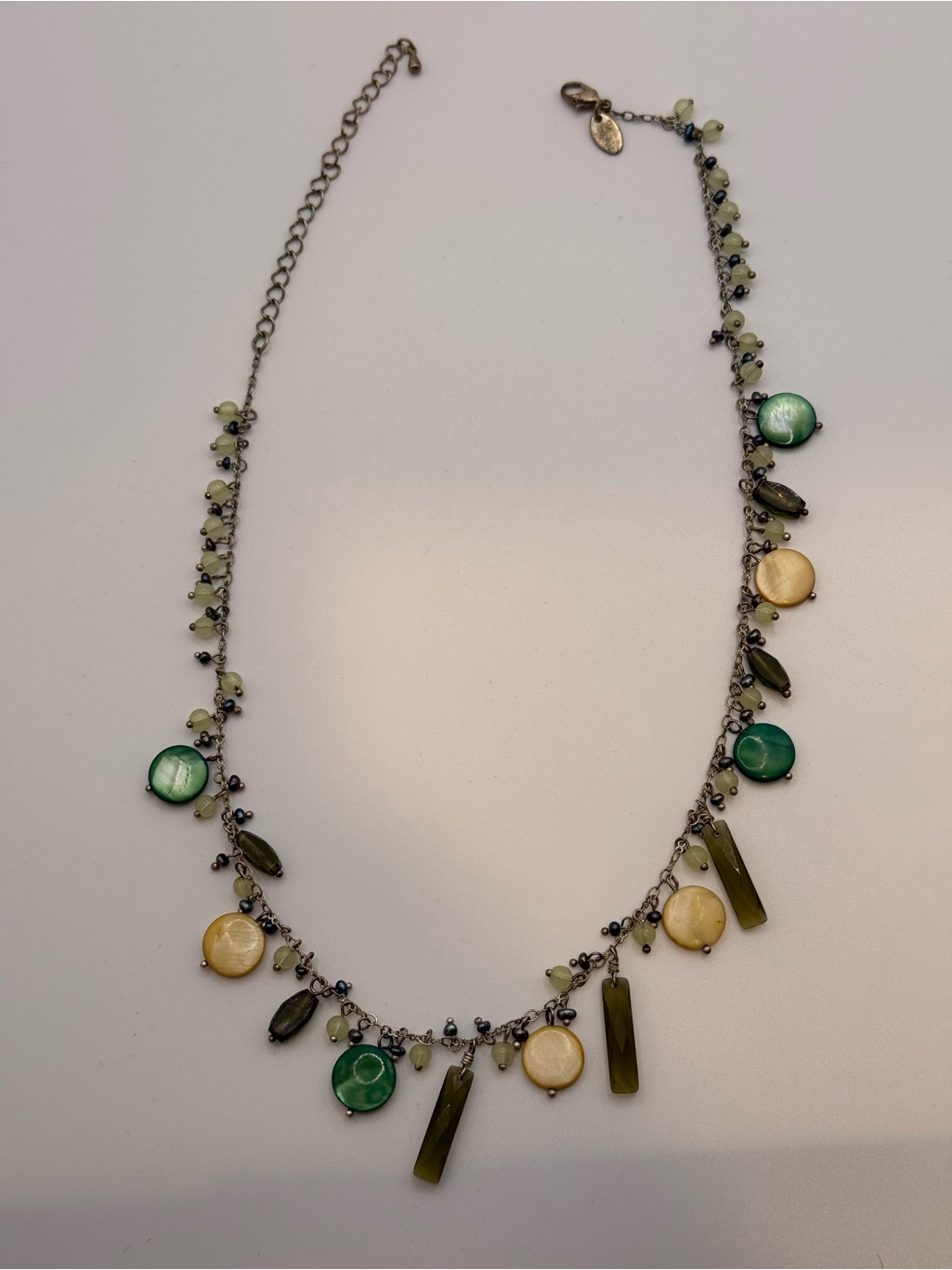 Lia Sophia Retired Sea Grass Freshwater Pearl And Cut Crystal Necklace